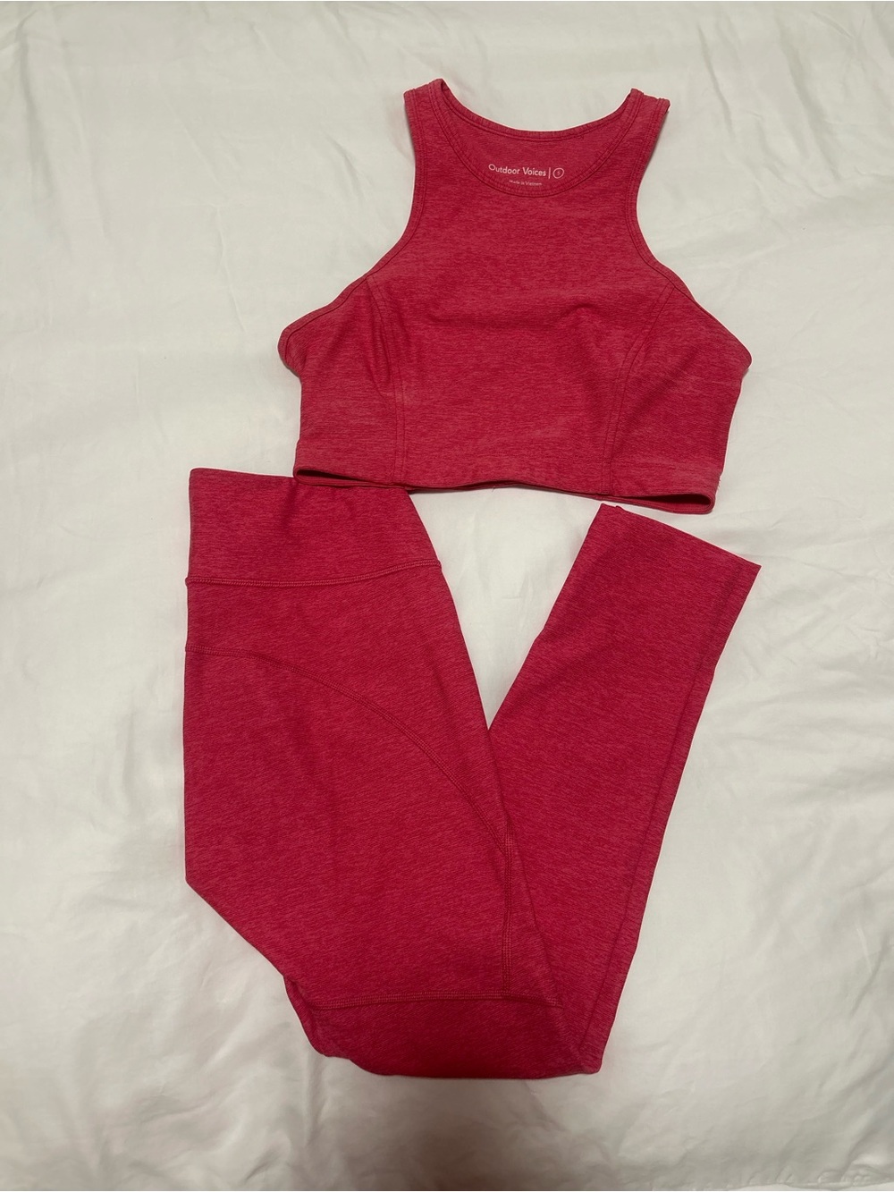 Outdoor Voices Pink Matching Bra and Legging Set